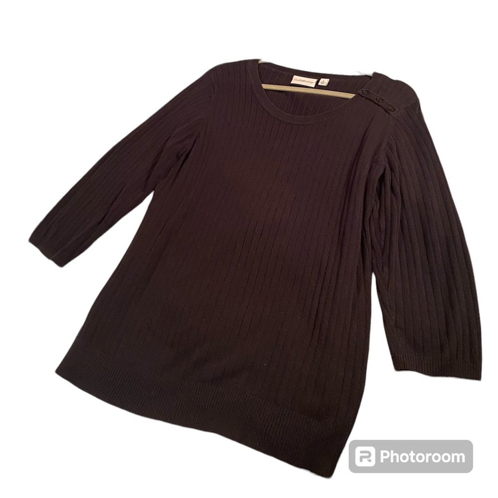 Croft&Barrow women’s XL black ribbed sweater 3/4 length sleeves. Gently used 🖤
